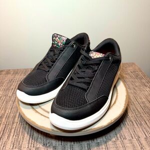 Ryka Black Mesh Athletic Shoes with Floral Detail